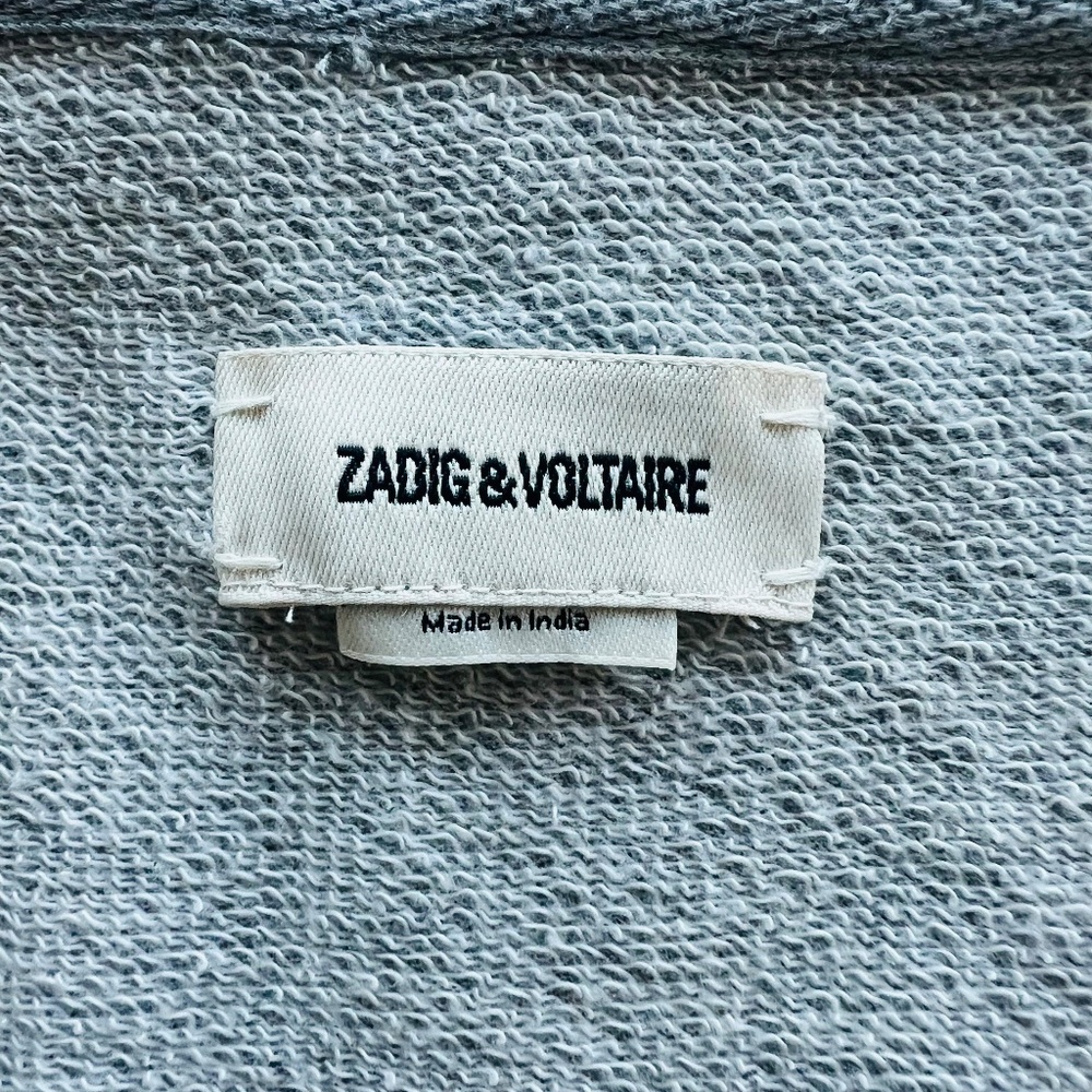 Zadig & Voltaire Comfy Skull Studded Zip Hoodie Gray Size Medium - Picture 3 of 12